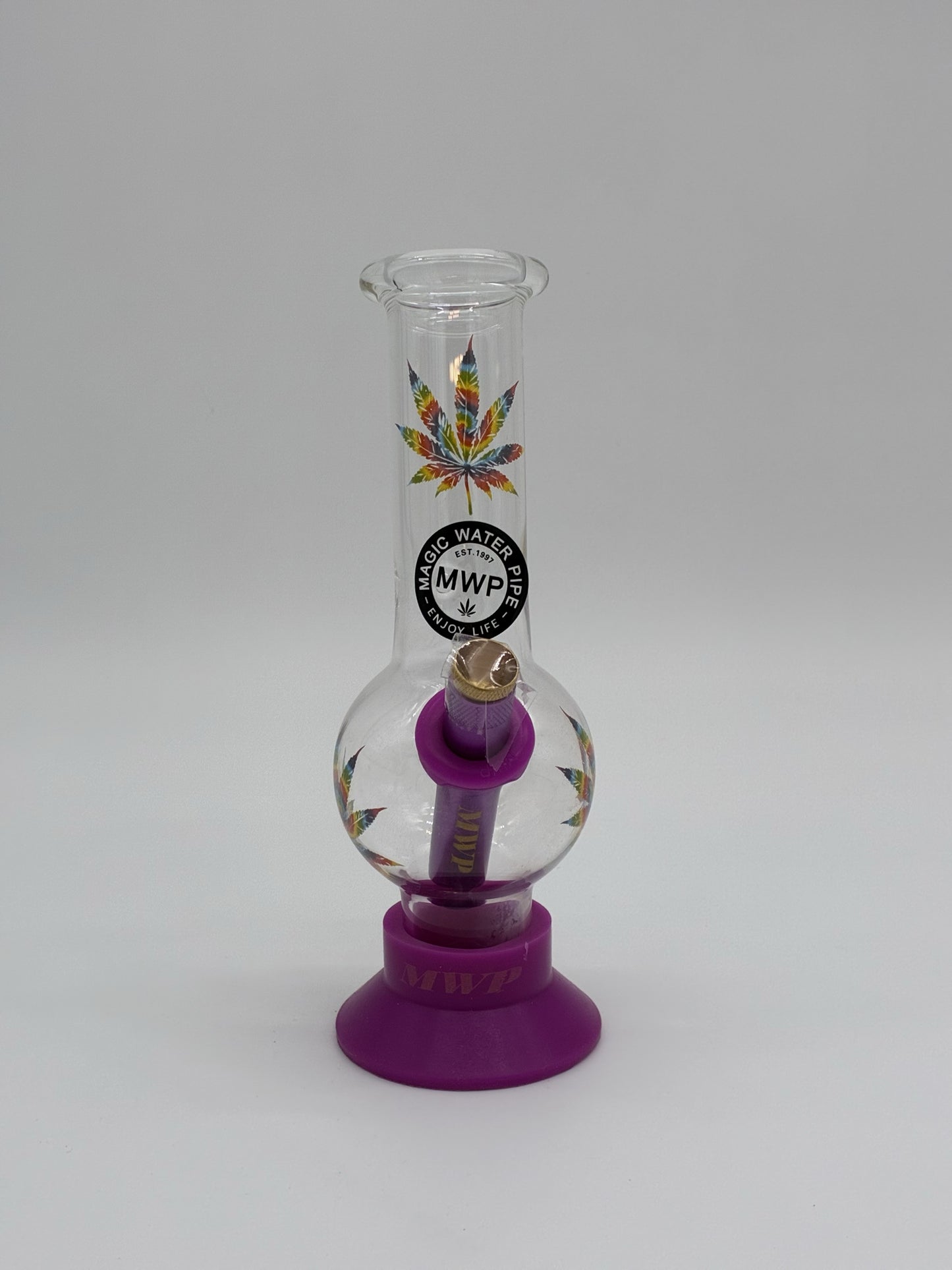 MWP Small Bonza Bubble Bong 20cm Rainbow Leaf