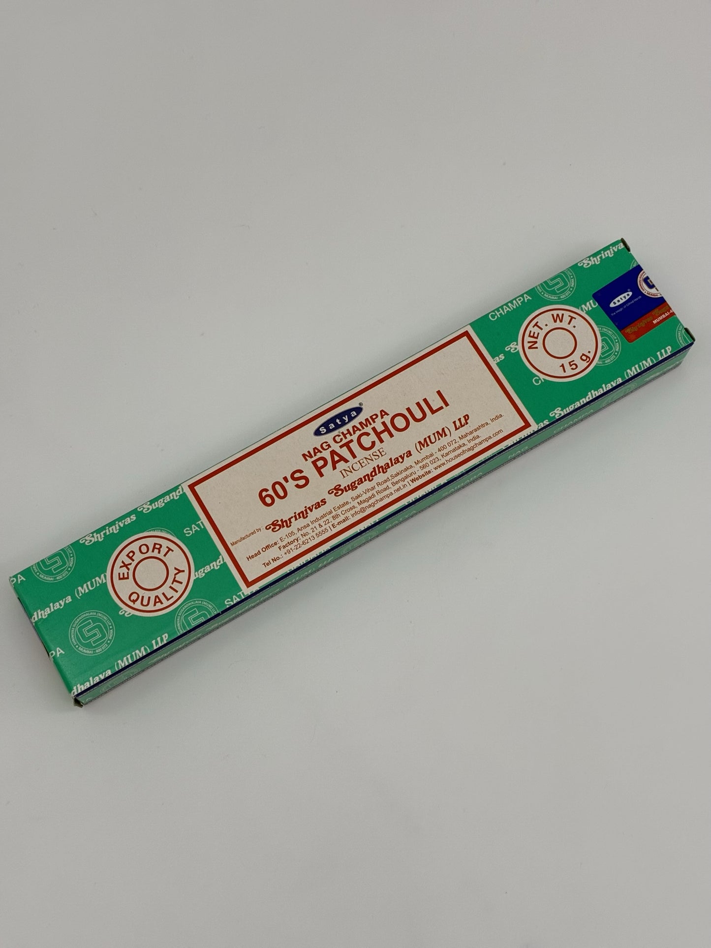 Satya Nag Champa Incense Sticks 15g 60’s Patchouli