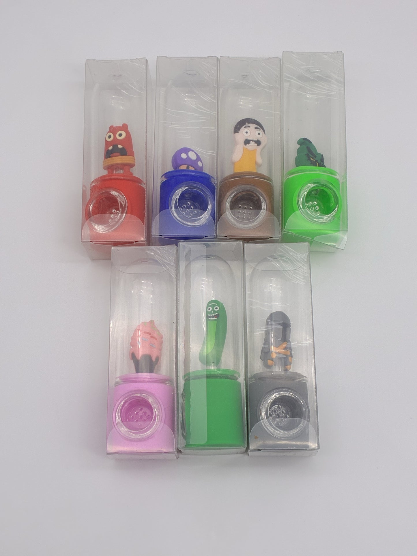 Silicone and Glass Hand Pipe Assorted Character