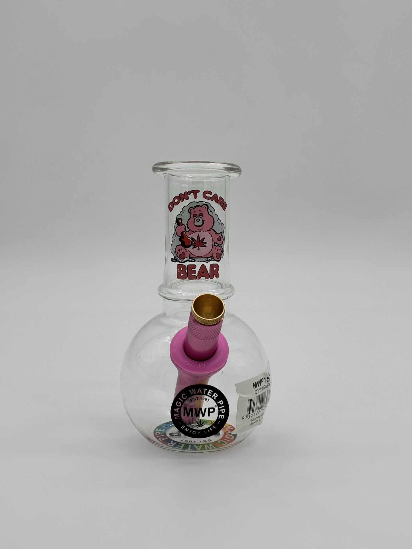 MWP Small Bent Bubble Bonza Bong 15cm Care Bear Pink