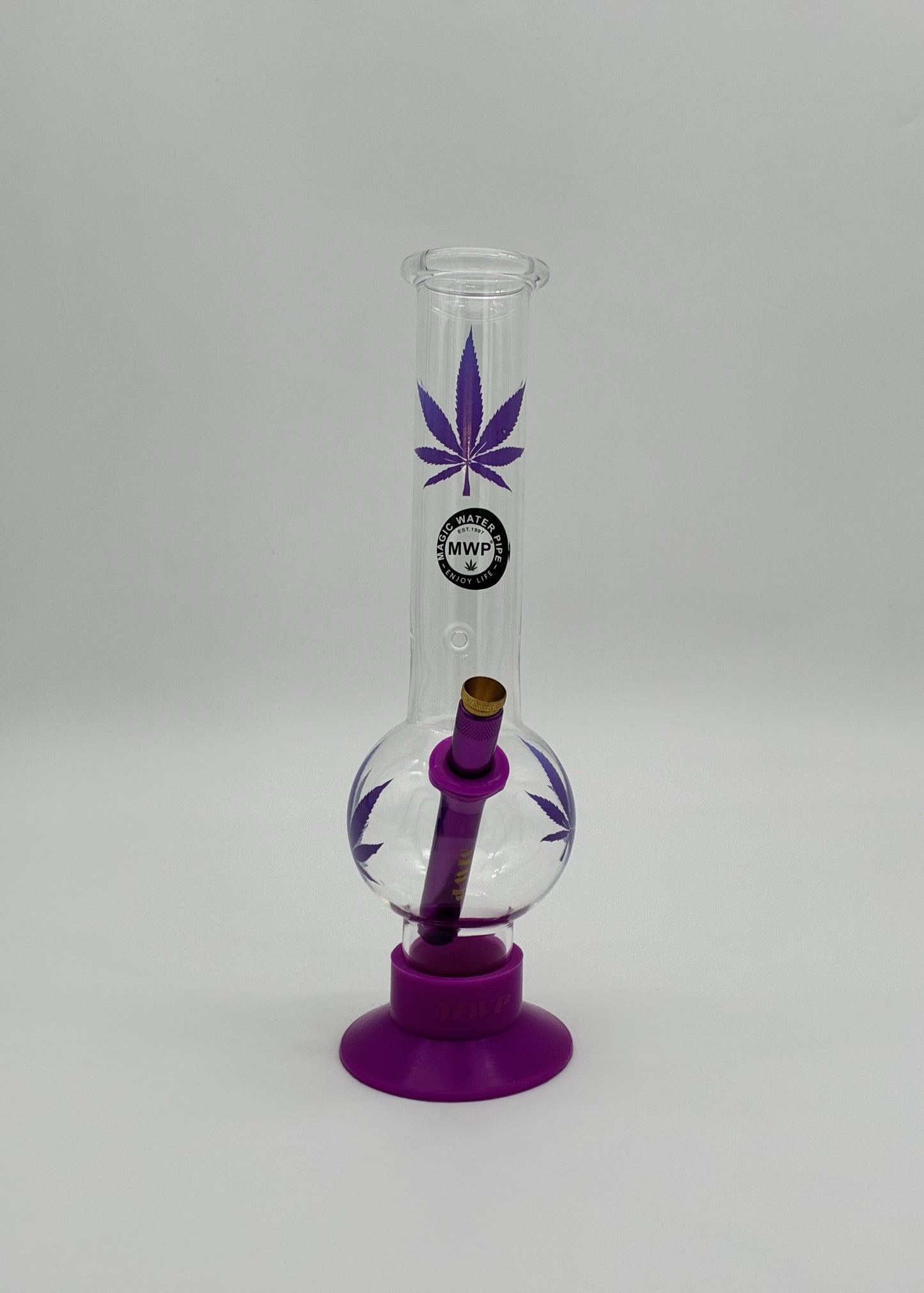 MWP Large Bent Bubble Bong 30cm Purple Leaf