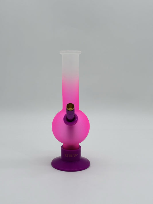 MWP Medium Bent Bubble Bong 25cm Pink White Frosted