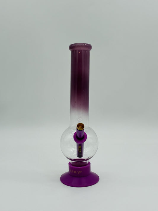 MWP Large Bent Bubble Bong 30cm Pink/ Clear Leaf