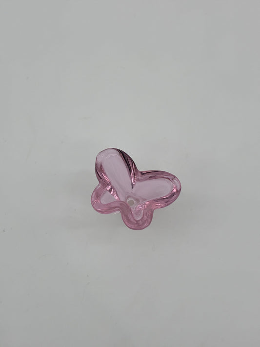 Glass Cone Piece 14mm Pink Butterfly