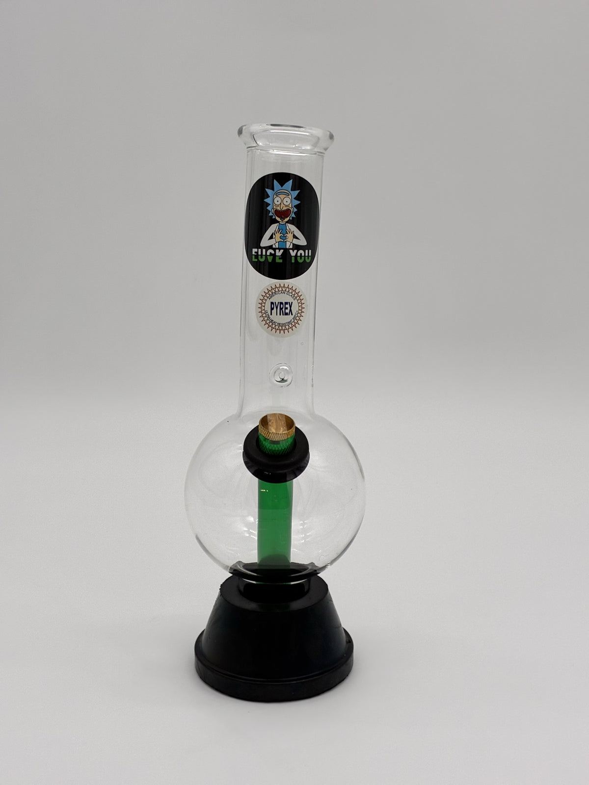 Pyrex Medium Bonza Bubble Bong 25cm Rick EUCK YOU