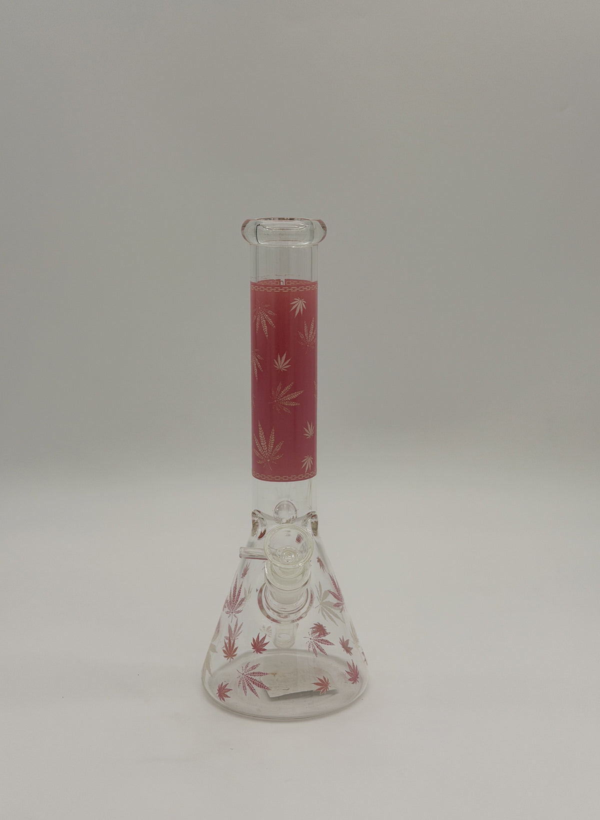 Medium Beaker Bong 28cm Frosted Pink Leaf