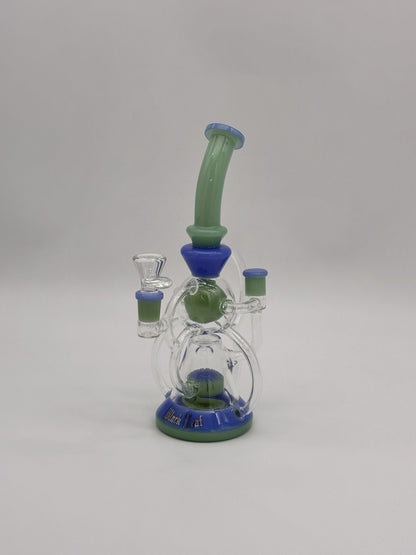 Black Leaf Recycler Bong 26.5cm Green/ Blue