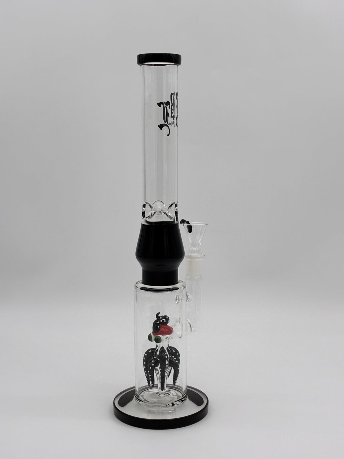 Black Leaf Glass Bong 40cm Percolator Octopus