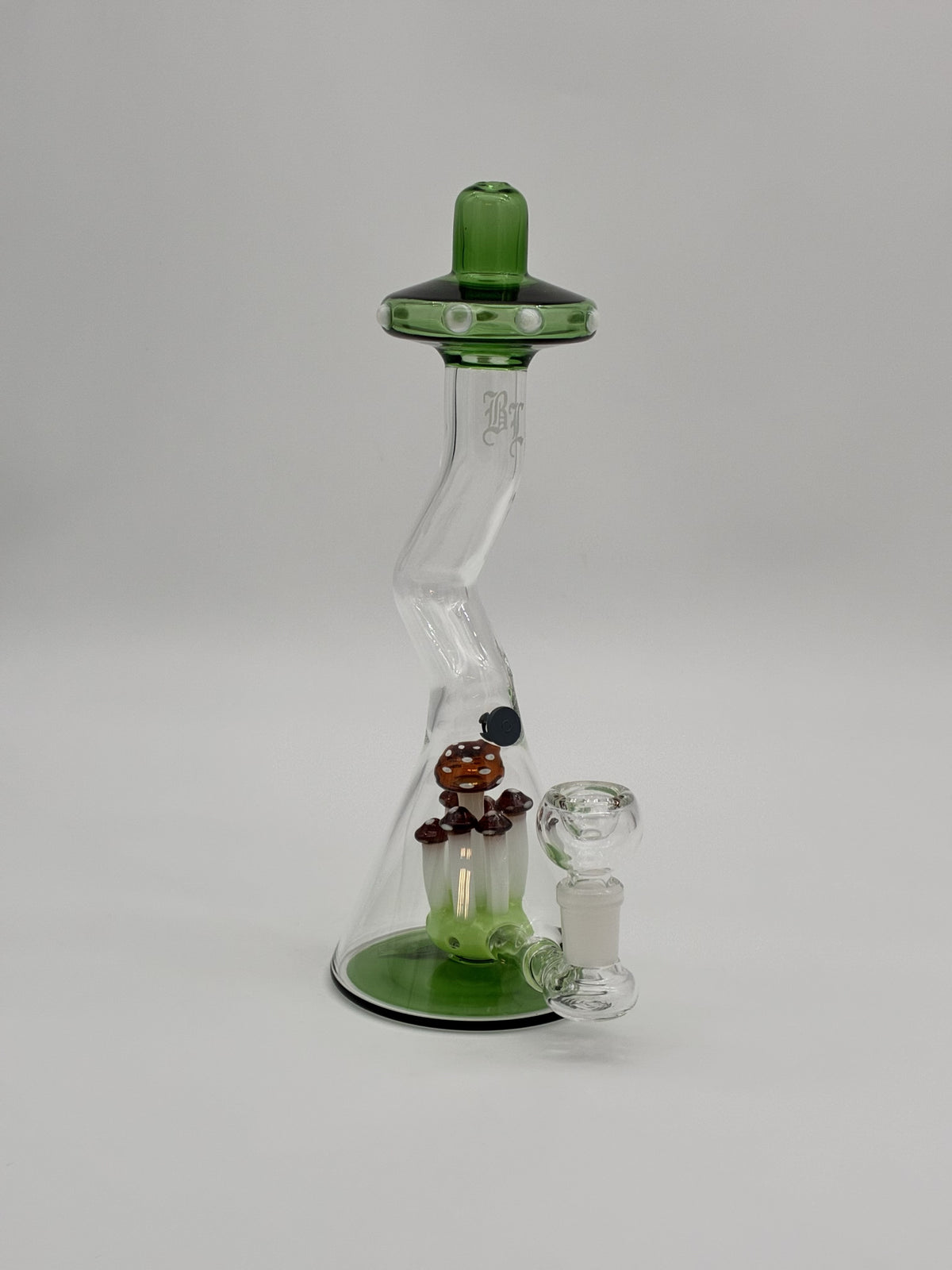 Black Leaf Glass Bong 26cm Toadstools Mushrooms
