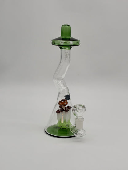 Black Leaf Glass Bong 26cm Toadstools Mushrooms