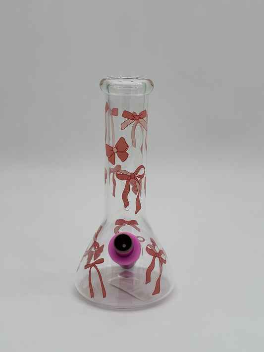 BW Mini Beaker Bong 20cm Ribbons and Bows Pink