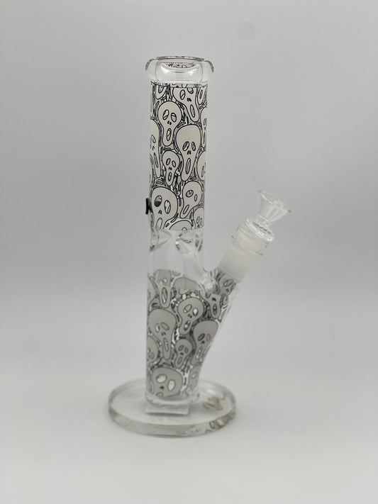 Billy Mate Glow In The Dark Straight Scream Glass Bong 25cm