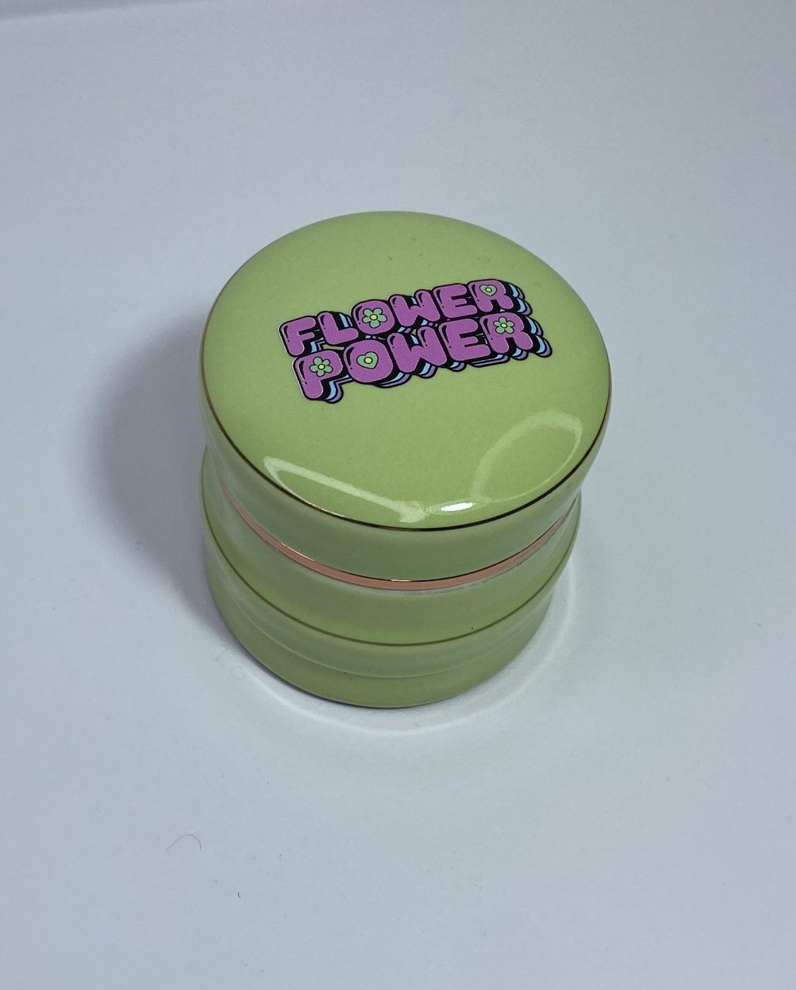 Flower Power x Planet X Ceramic 3 Piece Grinder Green