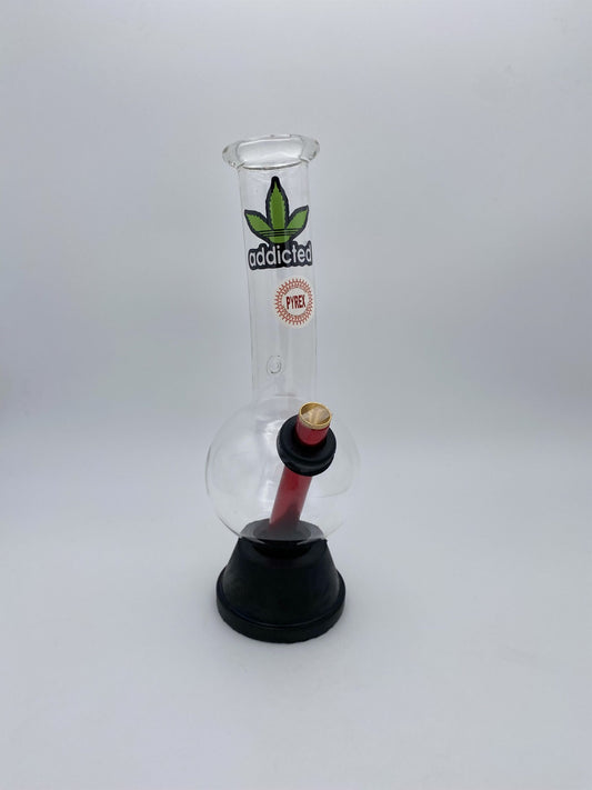 Pyrex Medium Bonza Bubble ‘Leaf - Addicted’ Bong 26cm