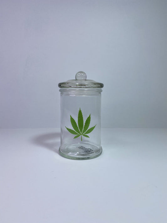 Weed Leaf Glass Stash Jar 370ML