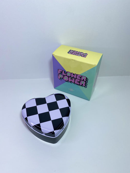 Flower Power x Planet X Checkers Heart-Shaped Metal Tin